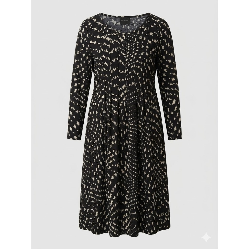 Bitte Kai Rand Black White Abstract Print Midi Dress Sz M Long Sleeve